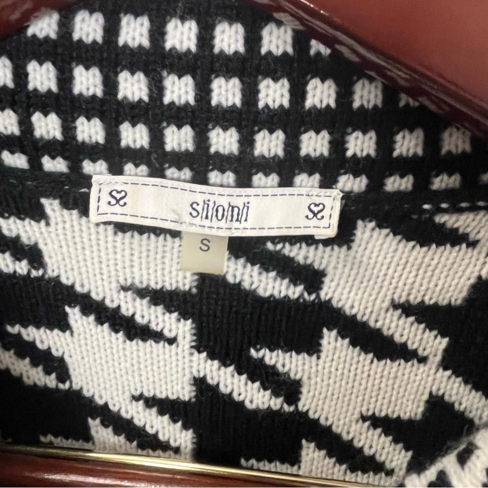 Sioni women Black and White Houndstooth Cardigan sweater blazer size Small - Picture 7 of 12